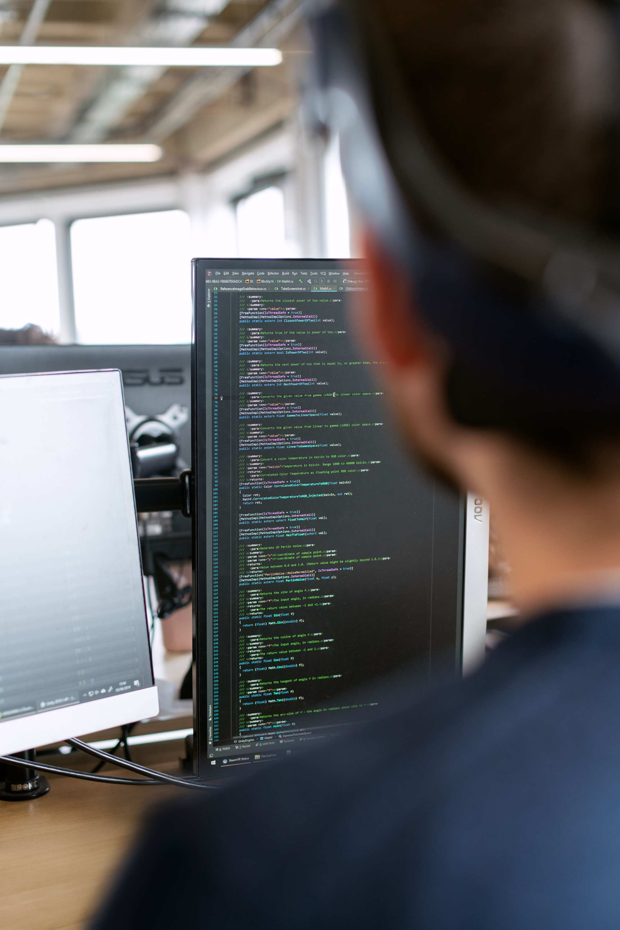 Developer workstation showing a terminal session with code on screen